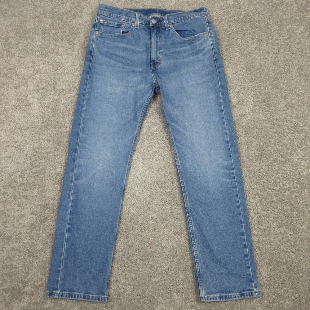 Levis Jeans Mens 32x30 Blue 505 Regular Straight Faded Whisker Zip Denim Pants